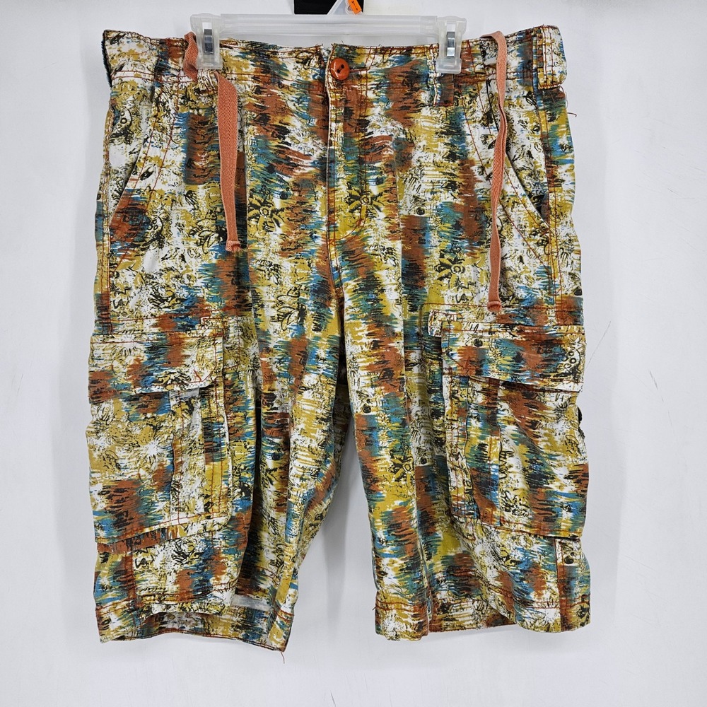Vintage Tivo Roxx Cargo‎ Shorts Mens 38 Geometric All Over Print Y2K Rare